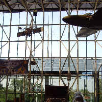 Museum of airplanes in an airport hanger
